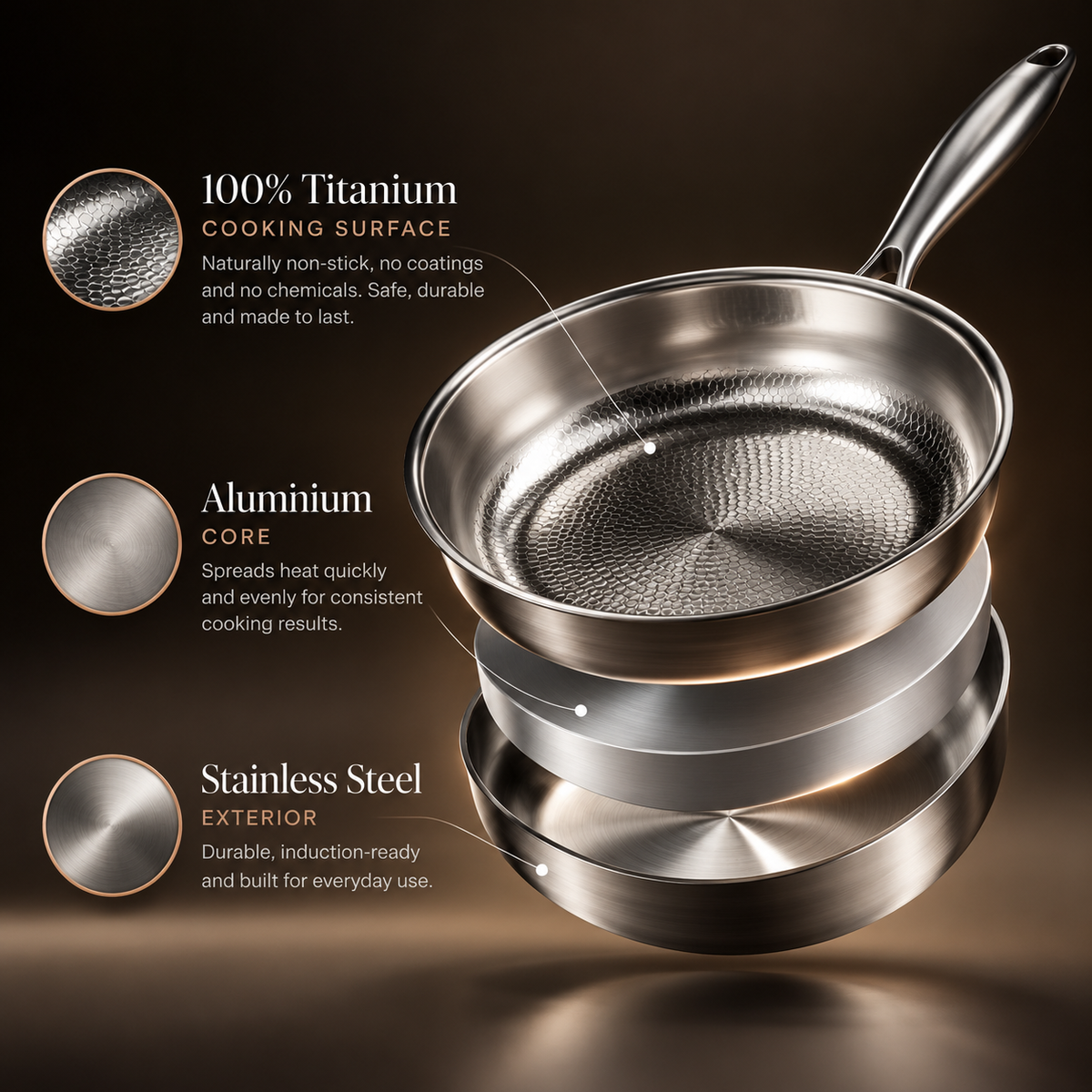 Titan Craft - Hammered Titanium Pan